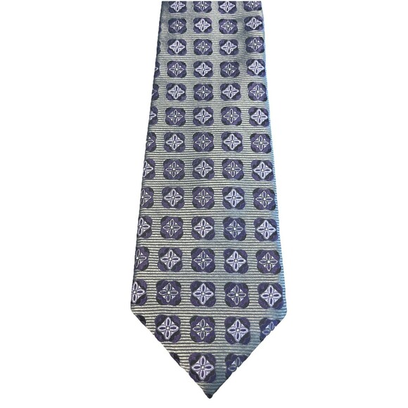 Culwell & Son Dallas Purple Necktie Hand Sewn Silk Striped Diamond Pattern Italy - Picture 1 of 3